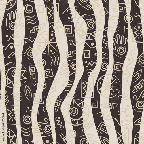 Obraz w ramie Tribal art. African stile seamless pattern