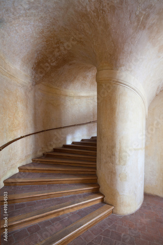 Naklejka - mata magnetyczna na lodówkę spiral stairs at old Prague palace Czech republic