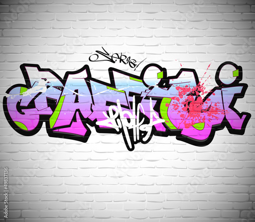 Obraz w ramie Graffiti wall background, urban art