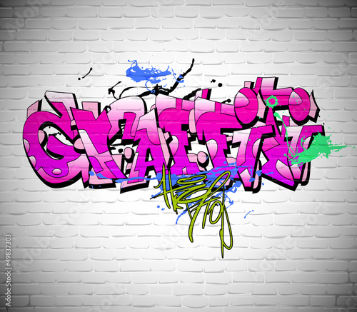 Naklejka na meble Różowe graffiti na białej ścianie