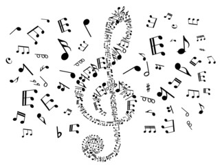 Sticker - Musical clef with notes