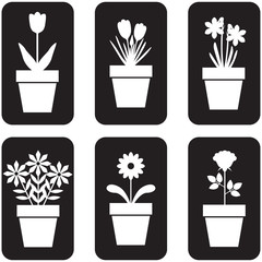 Wall Mural - Icon of pot plants set