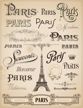 Paris Calligraphy - Set Of Hand-lettered Design Elements