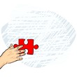 dłoń europejczyka czerwone puzzle ilustracja kolor