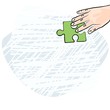dłoń rasa kaukaska zielone puzzle ilustracja kolor