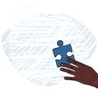 dłoń rasa afrykańska niebieskie puzzle ilustracja kolor
