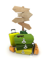 Sticker - Baggage and wooden sign