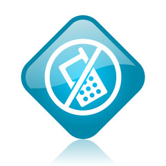 Aufkleber - no phones blue square glossy web icon