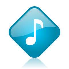 Aufkleber - music blue square glossy web icon