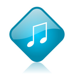 Aufkleber - music blue square glossy web icon
