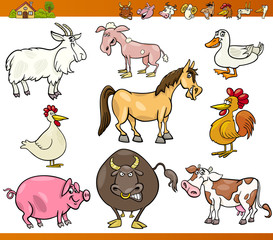 Wall Mural - farm animals set cartoon illustration