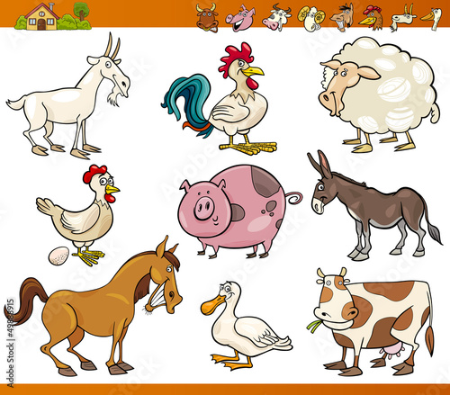 Nowoczesny obraz na płótnie farm animals set cartoon illustration