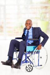 Wall Mural - optimistic disabled african american businessman on wheelchair