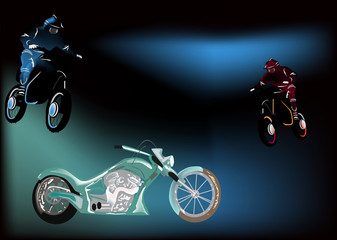 Wall Mural - motorcycles on dark background illustration