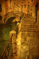 Fototapete - nostalgisches Bild von einem Kanal in Venedig