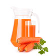 Carrot vegetable juice in glass jug