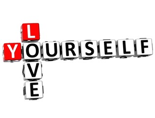 Poster - 3D Love Yourself Crossword on white background