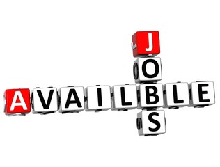 Poster - 3D Jobs Availble Crossword on white background