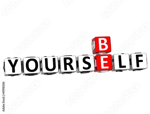 Fotografía 3D Be Yourself Crossword on white background