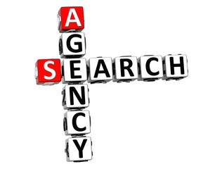 Poster - 3d agency search crossword on white background