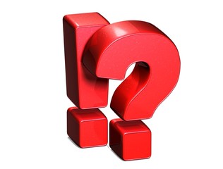 Poster - 3D Exclamation And Question Mark Red Sign on white background