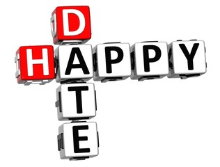 Poster - 3D Happy Date Crossword on white background