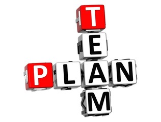 Leinwandbilder - 3D Team Plan Crossword on white background
