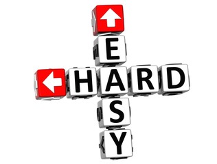Poster - 3D Easy Hard Crossword on white background