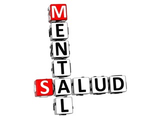 Poster - 3D Mental Health (Mental Salud) Crossword on white background