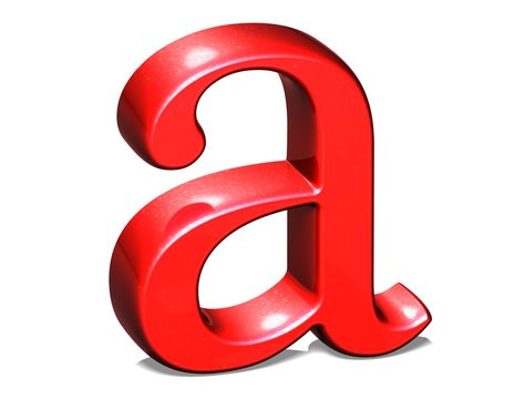 3D Shiny Red Letter on white background