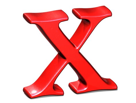 3D Shiny Red Letter on white background