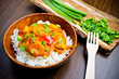 Curry with prawns, vegetables and chives