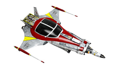 Wall Mural - spaceship white background pose 4