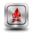 Fire aluminum glossy icon, button
