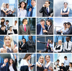 A collage of young business persons in formal clothes