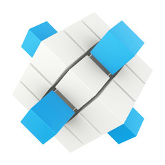 Poster - abstract 3d blocks departing from the inside