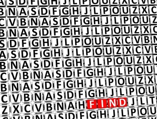 Poster - 3D Word Find inside different letters blocks