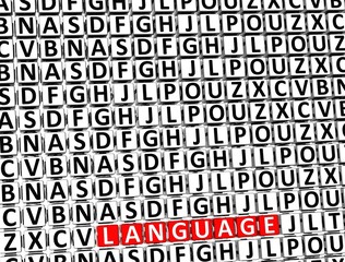 Leinwandbilder - 3D Word Language inside different letters blocks