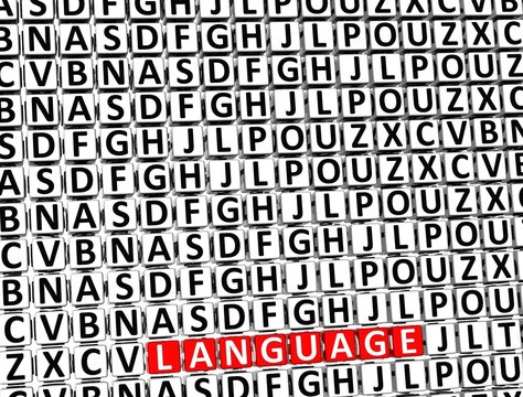 3D Word Language inside different letters blocks