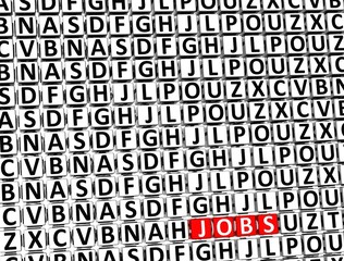 Aufkleber - 3D Word Jobs inside different letters blocks