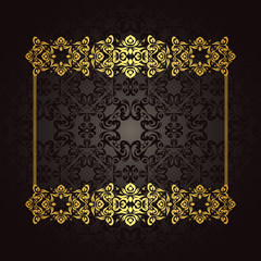 Elegant gold frame on a dark background