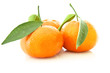 Group of tangerine with leaves on the white background