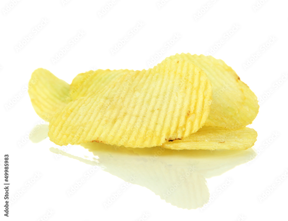 Potato chips isolated on white