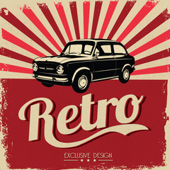 Plakat vintage retro ulica samochód transport