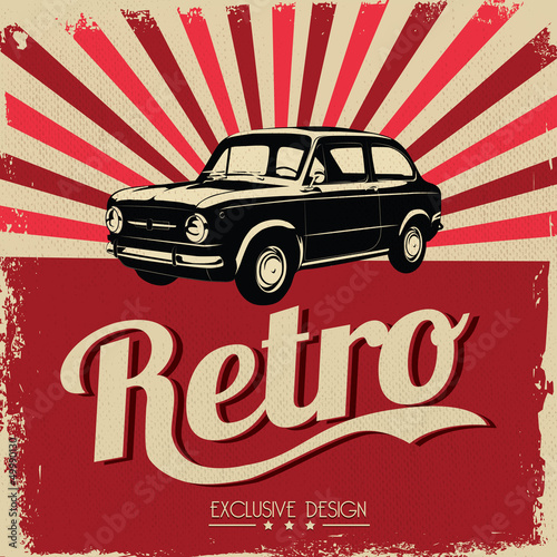 Naklejka dekoracyjna Vintage car design flyer - Grungy style vector design