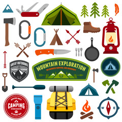 Wall Mural - camping symbols