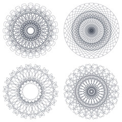Poster - Set of vector guilloche rosettes