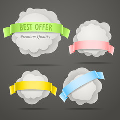 Poster - Abstract speech clouds with color ribbons Vector set