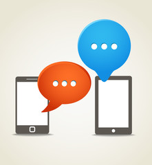 Aufkleber - Two modern mobile phone with speech clouds