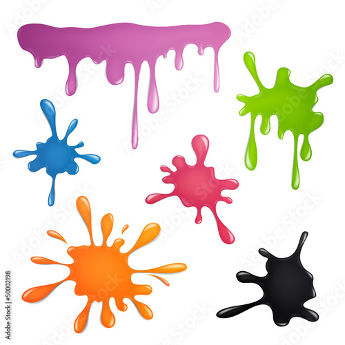 Naklejka ścienna Vector Illustration of Color Paint Splashes